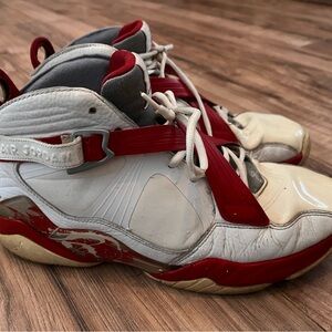 Red and White Jordan High-Top Sneakers